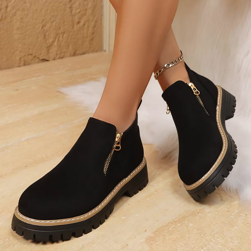 Womens Arch Support Ankle Boots | Autumn Winter Cozy Side Zip Style