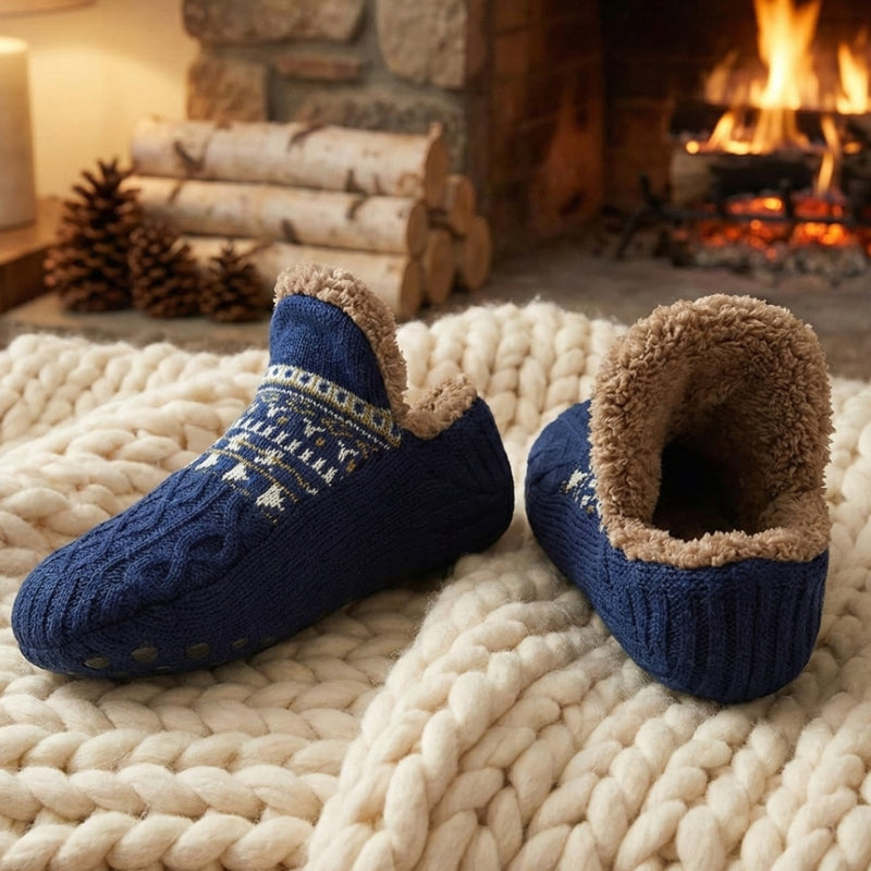 Unisex Fleece Lined Slipper Socks – Non-Slip Grippers, Thick and Warm, Stretchy Fit