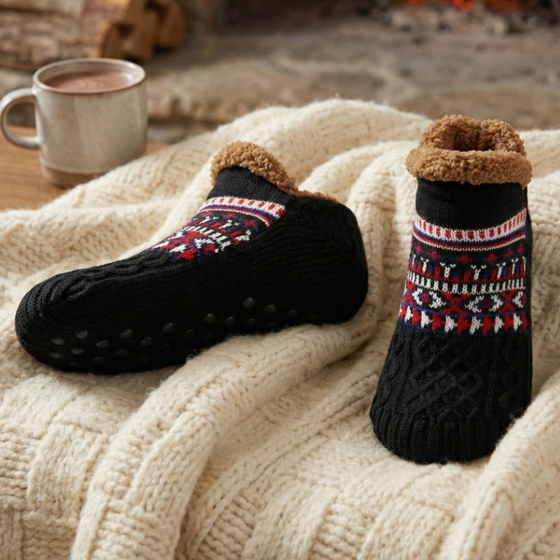 Unisex Fleece Lined Slipper Socks – Non-Slip Grippers, Thick and Warm, Stretchy Fit – image 2
