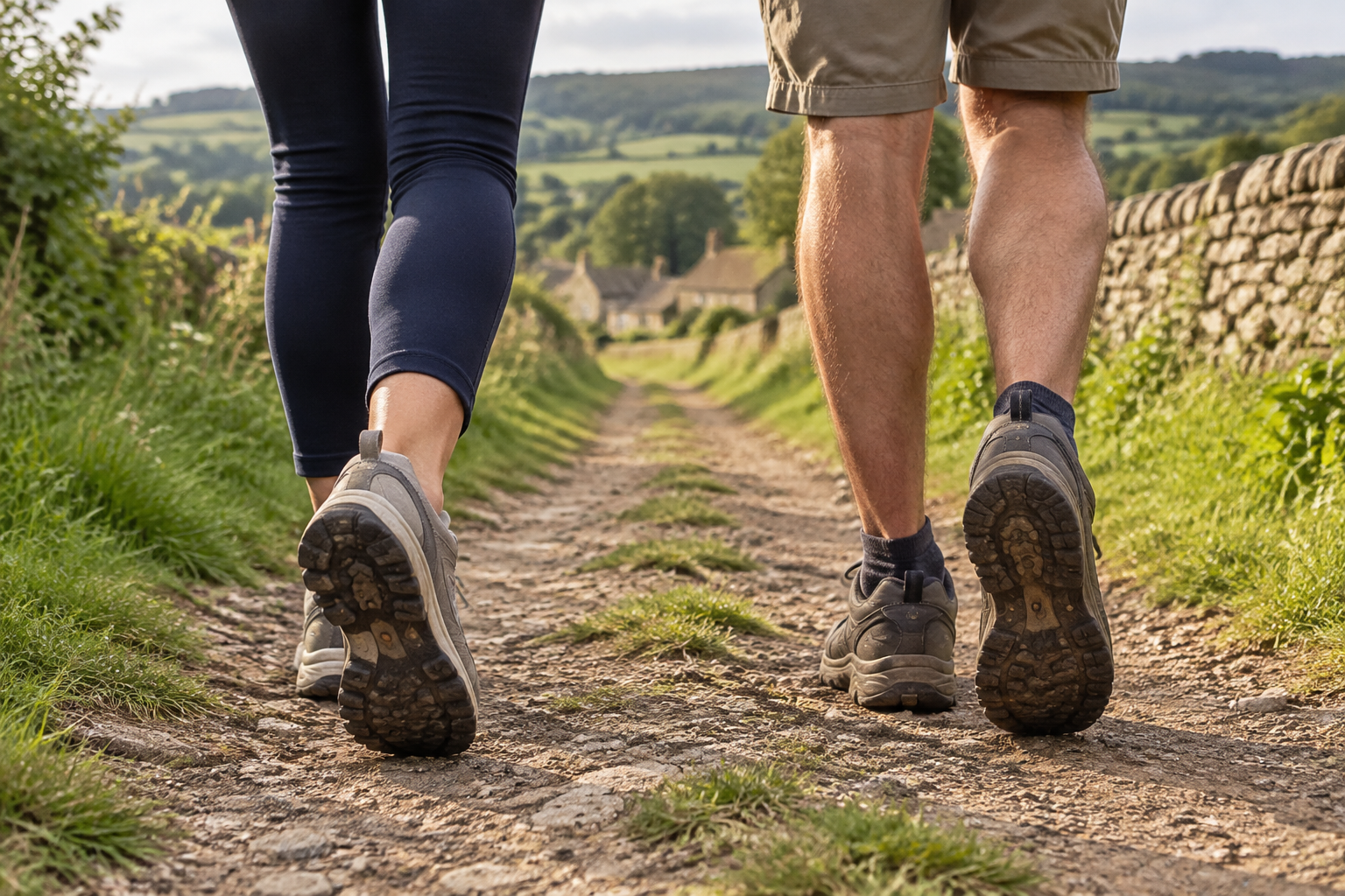 Relaxed weekend walk in comfortable shoes