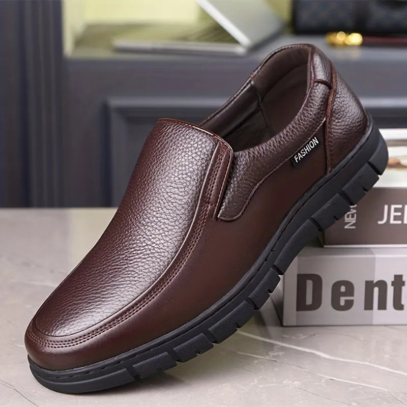 Men's leather soft sole non-slip arch support loafers