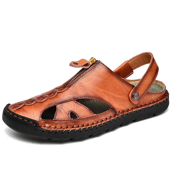 Men's Handmade Leather Closed-Toe Sandals – Arch Support Insole, Non-Slip Rubber Sole – image 2