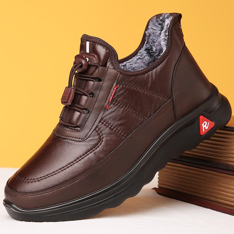 Men’s Waterproof Fleece-Lined Non-Slip Leather Winter Shoes – image 2