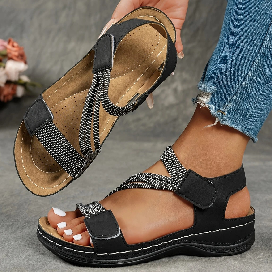Women's Vintage Leather Fisherman Sandals – Closed Toe, Handmade, Embossed Upper, Normal and Wide Fit