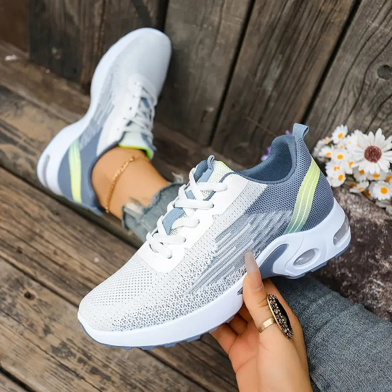 Women's Non-Slip Air Cushion Walking Trainers – Lightweight, Breathable Knit, Removable Insole