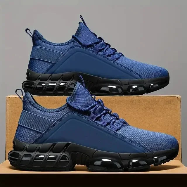 Men's Lightweight Knit Running Shoes – Leather Accents, Memory Foam Insole, EVA Sole – image 2