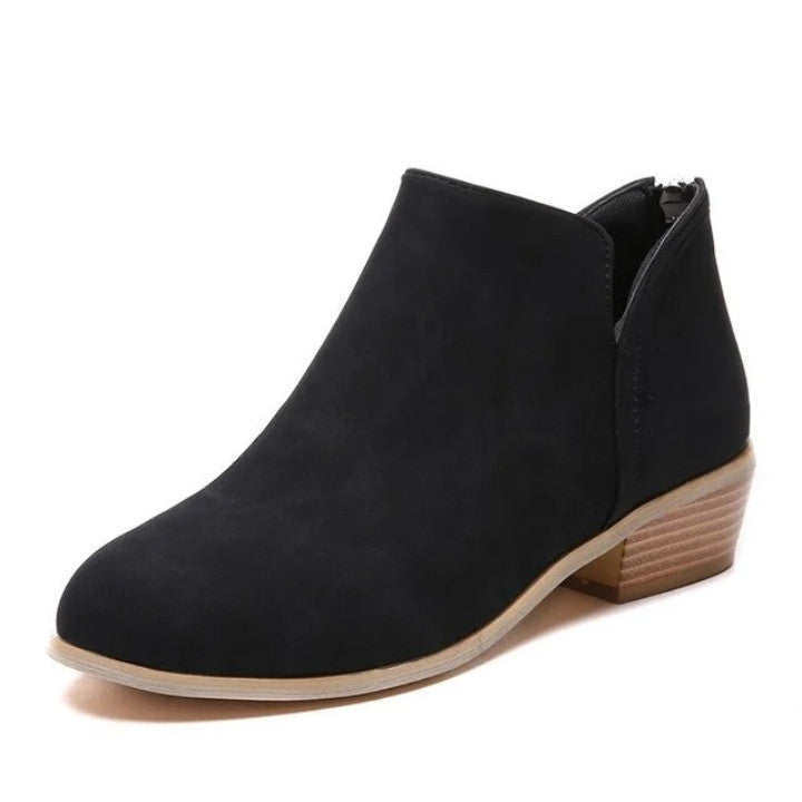 Women's Stacked Heel Ankle Boots – Side Zip, Arch Support Insoles, Classic Style – image 2