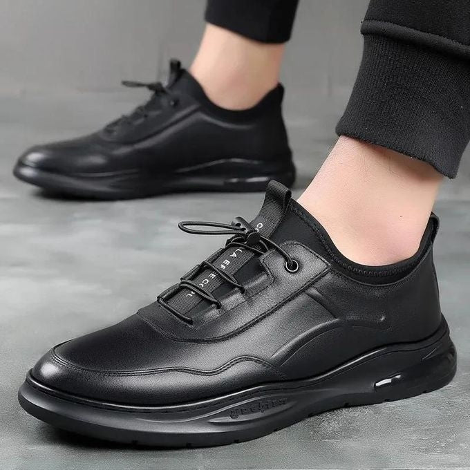 Men’s Leather Dress Sneakers – Breathable Casual Lace-Up Shoes – image 2