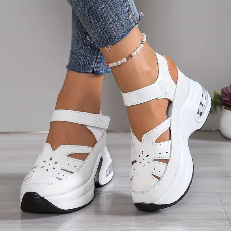 Women's Cushioned Platform Wedge Sandals – Touch-Fastening Strap, Arch Support, Lightweight