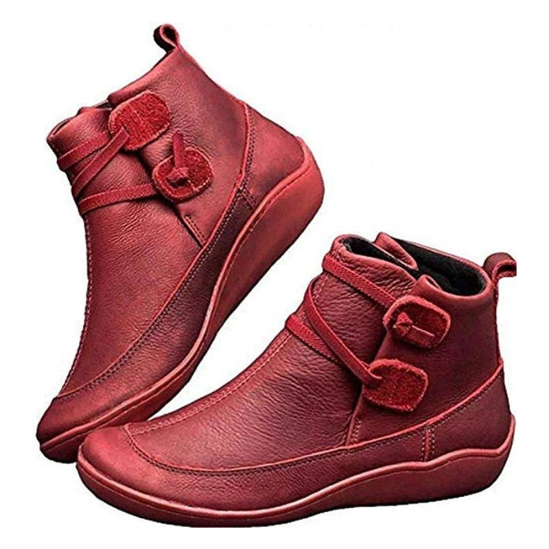 Women's Waterproof Snow Ankle Boots – Soft PU Leather, Full-Length Arch Support Insole, Round Toe