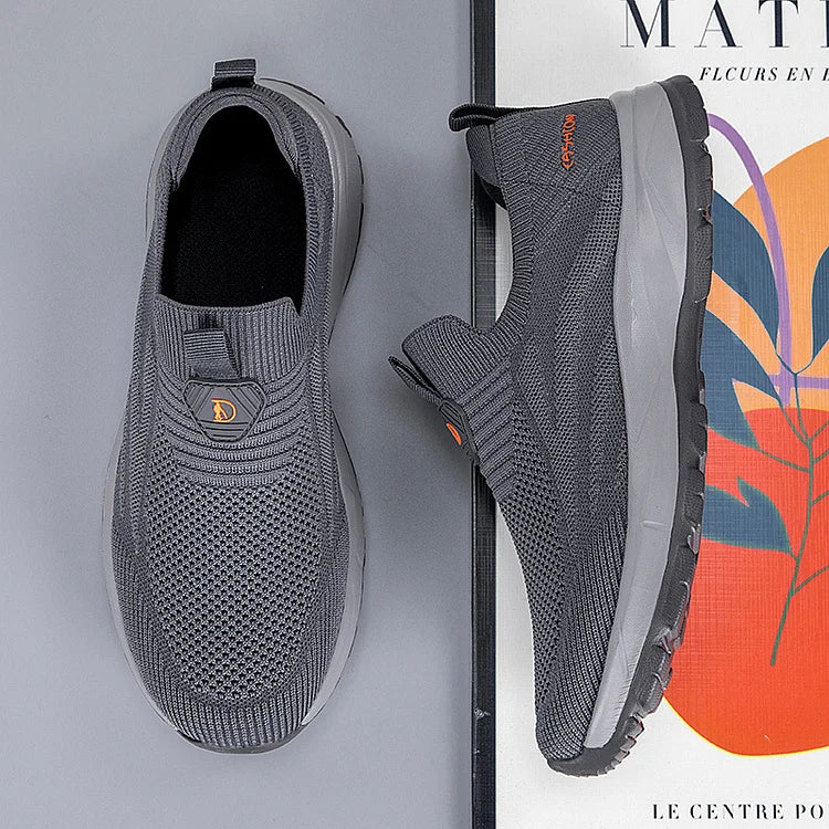 Men's Breathable Knit Slip-On Trainers – Wide Fit, Cushioned Insole, Anti-Slip Sole