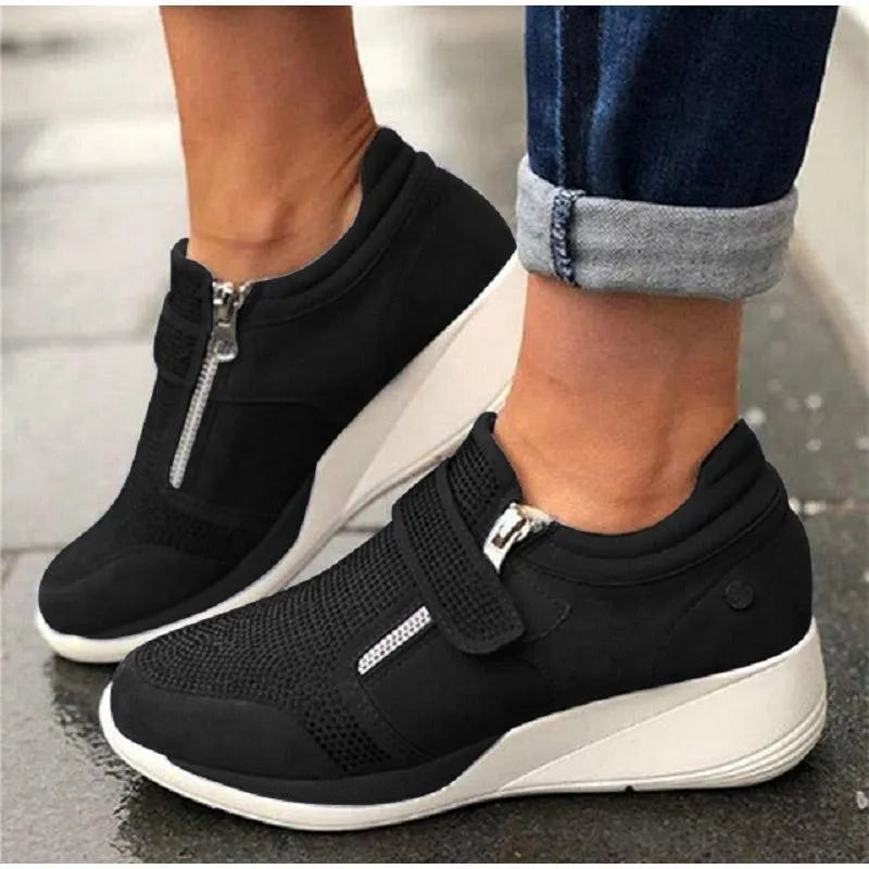 Women's Breathable Slip-On Wedge Trainers – Touch-Fastening Strap, Gel Sole, Arch Support – image 2