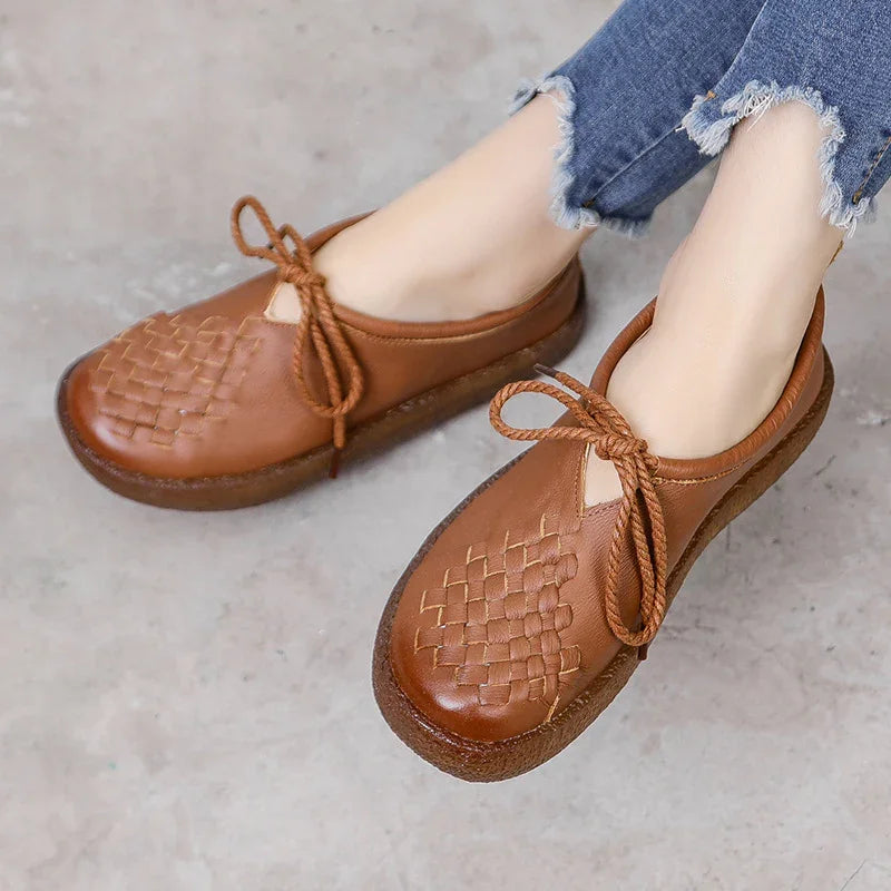 Women's Wide Fit Leather Oxford Flats – Lace-Up, Cushioned Flat Sole – image 2