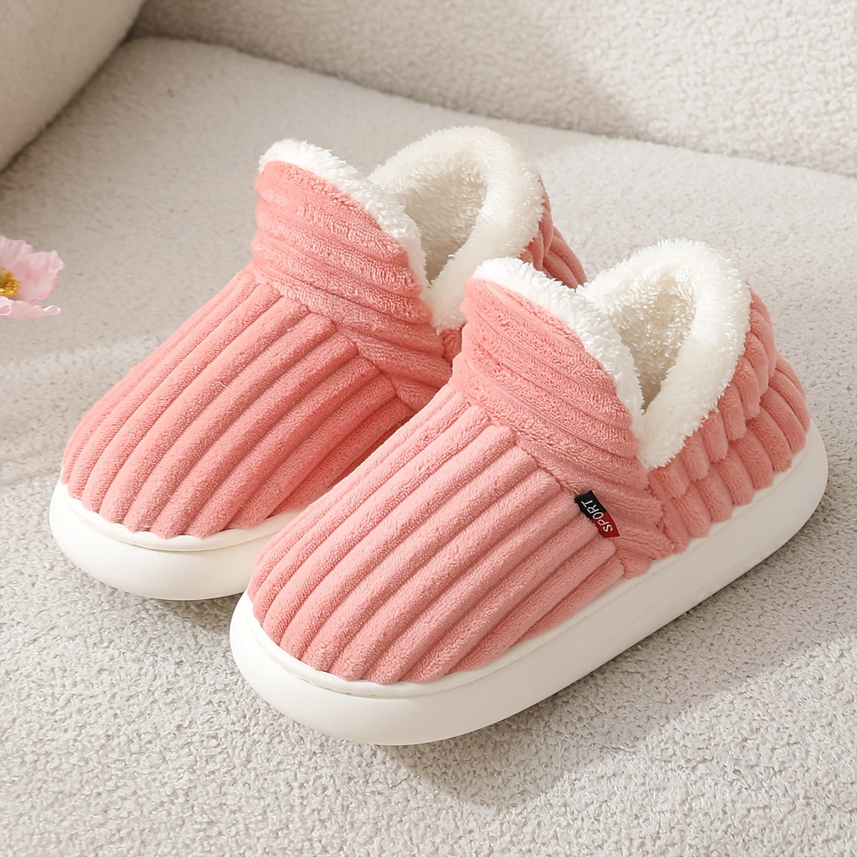 Cozy Velvet Winter Slippers with Thick Non-Slip Sole for Women & Men – image 2