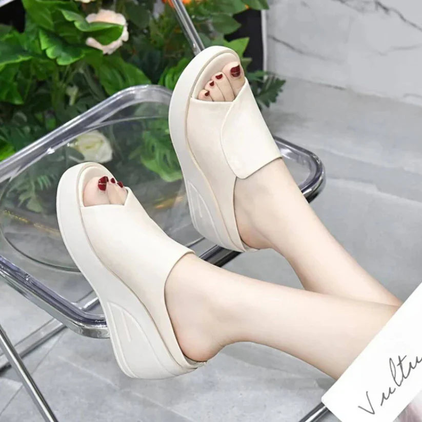 Women's Peep-Toe Platform Wedge Sliders – Cushioned Sole, Arch Support, Roomy Toe Box – image 2