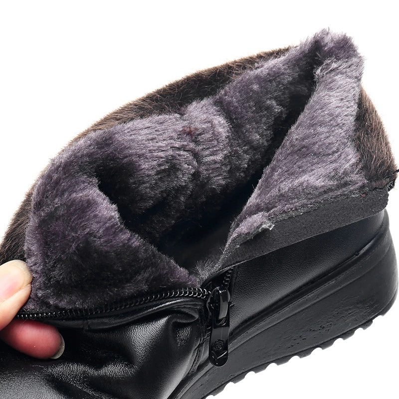 Women's Leather Snow Ankle Boots – Warm Fur Lining, Arch Support, Non-Skid Rubber Sole – image 2