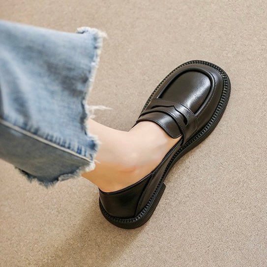 Women's Chunky Platform Loafers – British Style, Wide Fit, Arch Support Footbed, Lug Sole