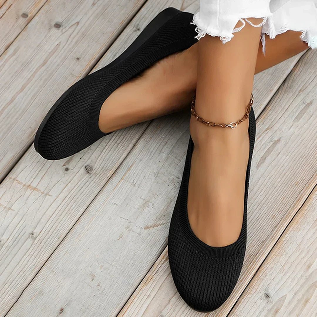 Women's Knit Loafer Flats – Arch Support Footbed, Wide Fit, Lightweight, Breathable