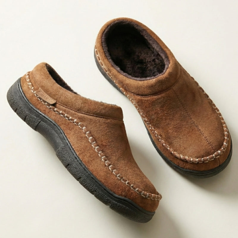 Men’s Wide Fit Arch Support Moccasin Slippers – Fleece Lined Warm House Shoes – image 2