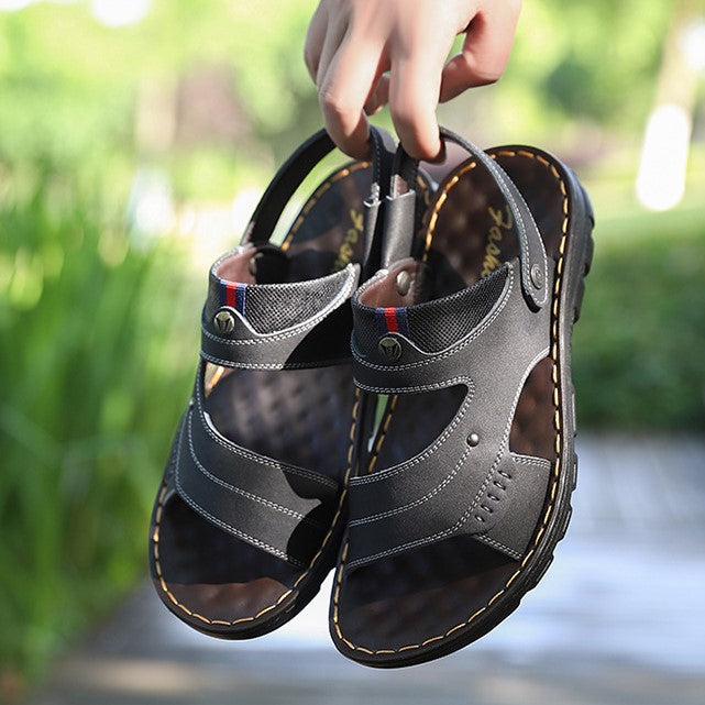 Men's Leather Two-Way Sandals – Adjustable Heel Strap, Hand-Stitched, Cushioned Triple-Layer Sole – image 2