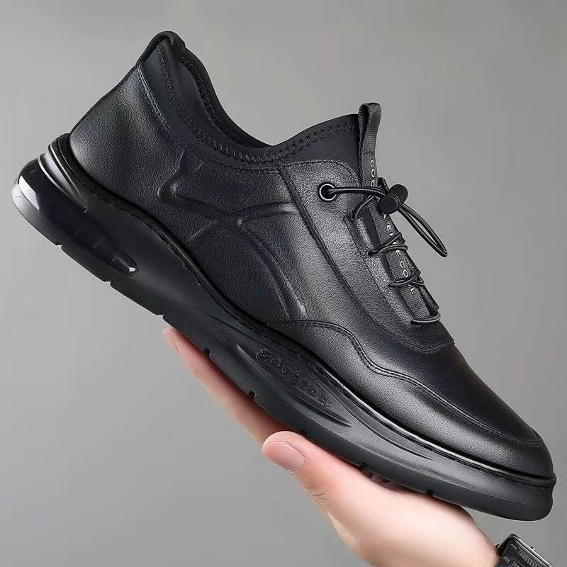 Men’s Leather Dress Sneakers – Breathable Casual Lace-Up Shoes