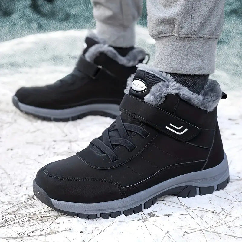 Unisex Waterproof Winter Boots – Fleece Lined, Laces and Touch-Fastening Strap, Non-Slip Sole