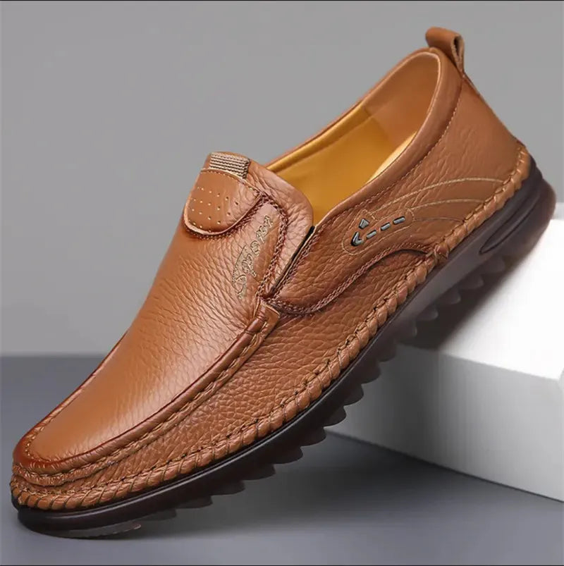 Men's Leather Slip-On Loafers – Soft Non-Slip Sole, Arch Support Insole, Heel Cup – image 2