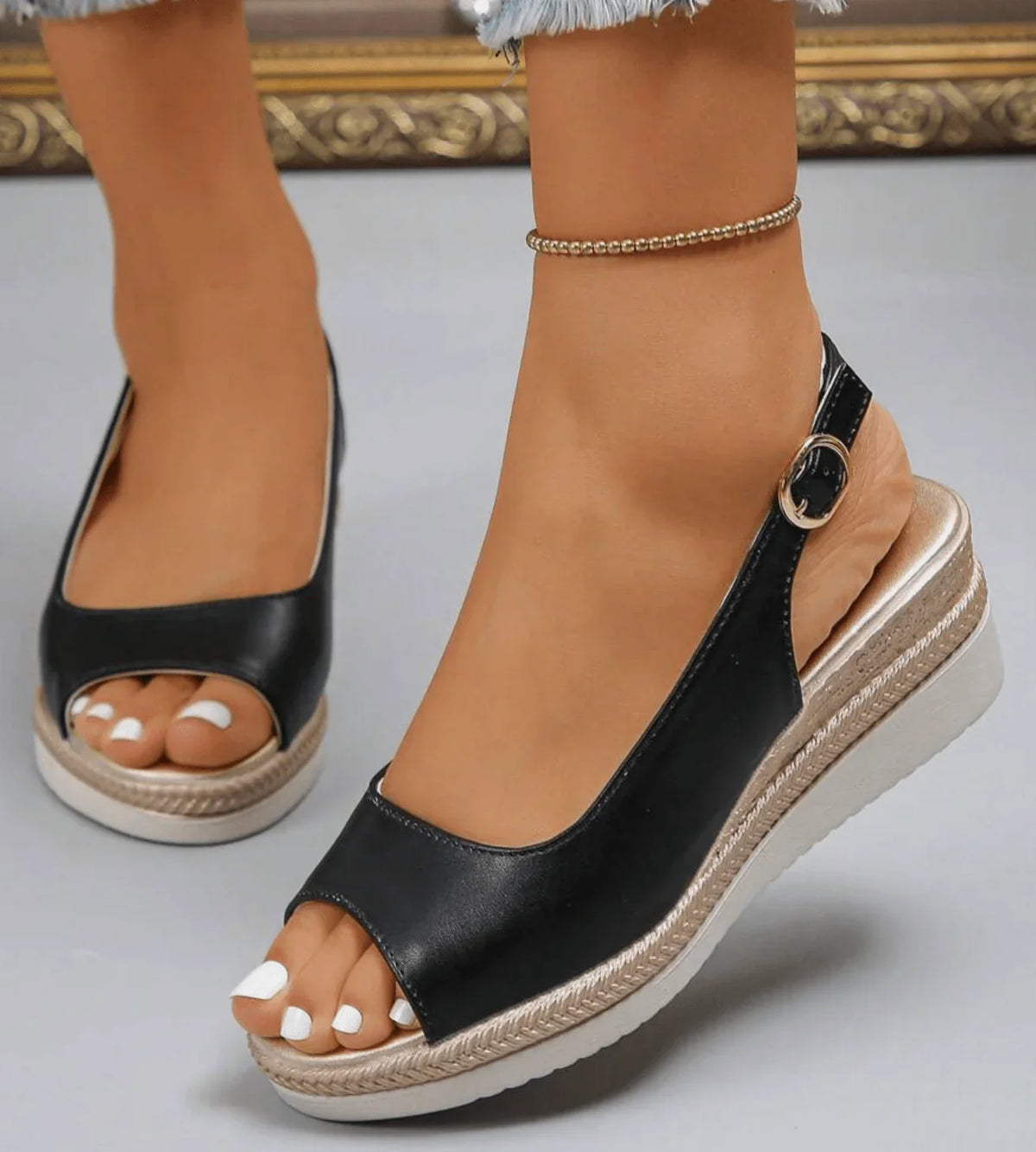 Women's Slingback Espadrille Sandals – Cushioned Arch Insole, Soft Strap, Textured Trim – image 2