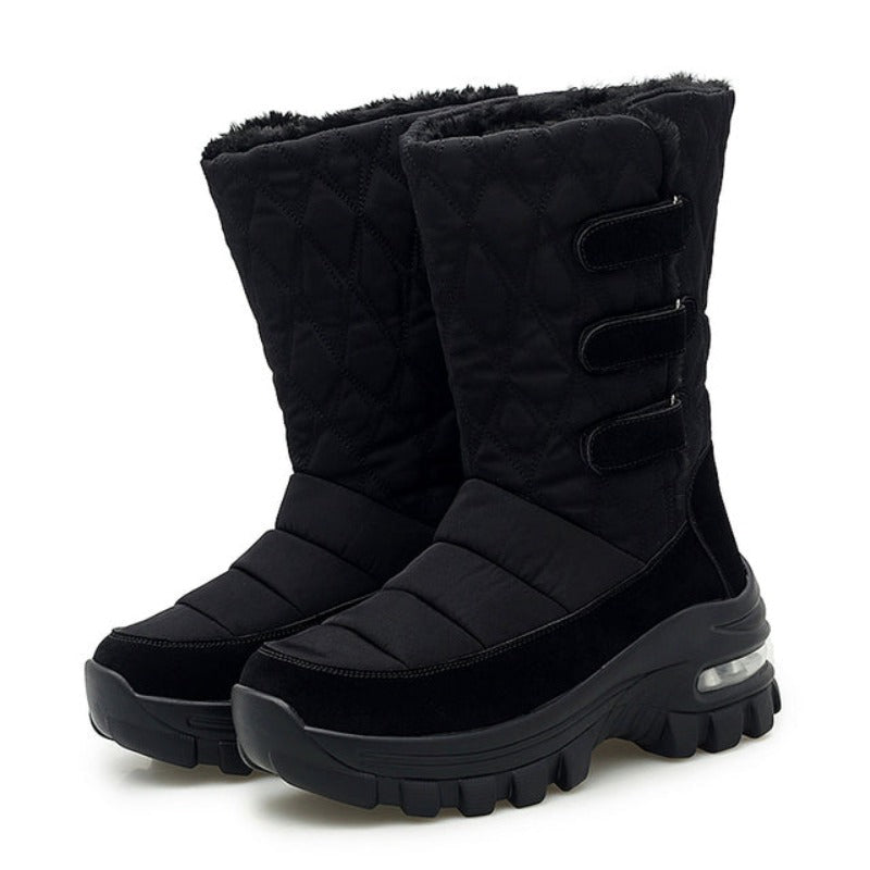 Women's Mid-Calf Snow Boots – Touch-Fastening Strap, Lightweight Cushioned Sole, Non-Skid