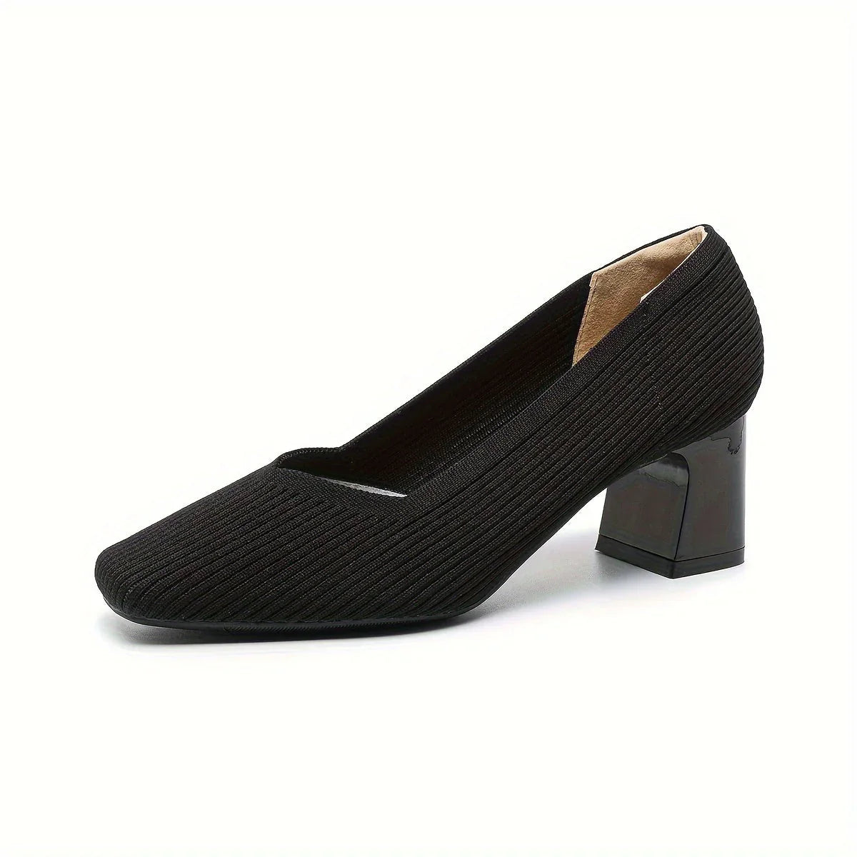Women's Stretch Block Heel Pumps – 6 cm Heel, Cushioned Insole, Arch Support, Breathable – image 2