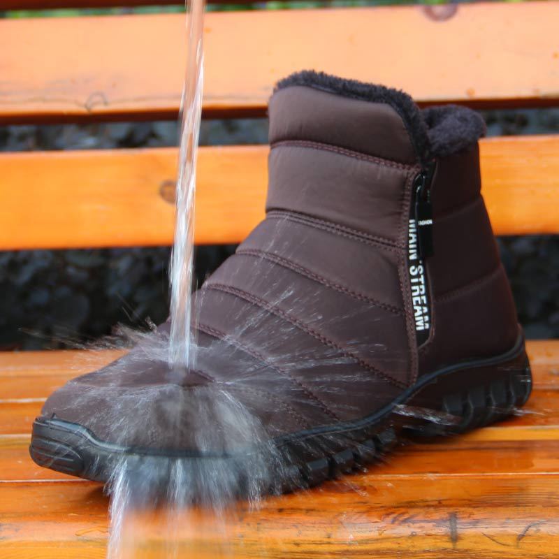 Men's Waterproof Warm Cotton Zipper Snow Ankle Boots – image 5