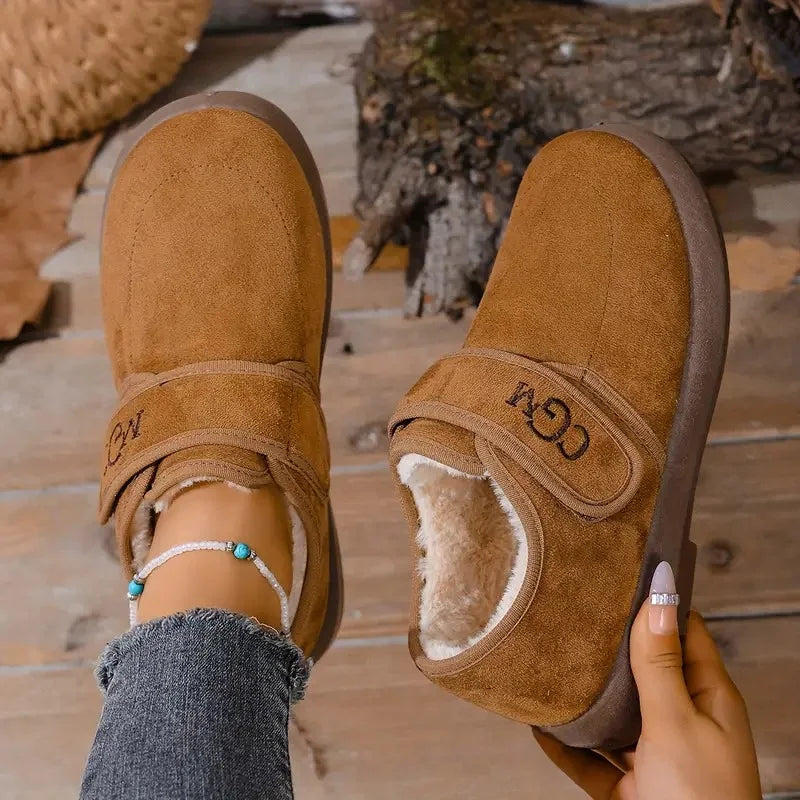 Women's Warm Lined Ankle Boots – Touch-Fastening Strap, Cushioned Arch Support Insole, Wide Toe Box