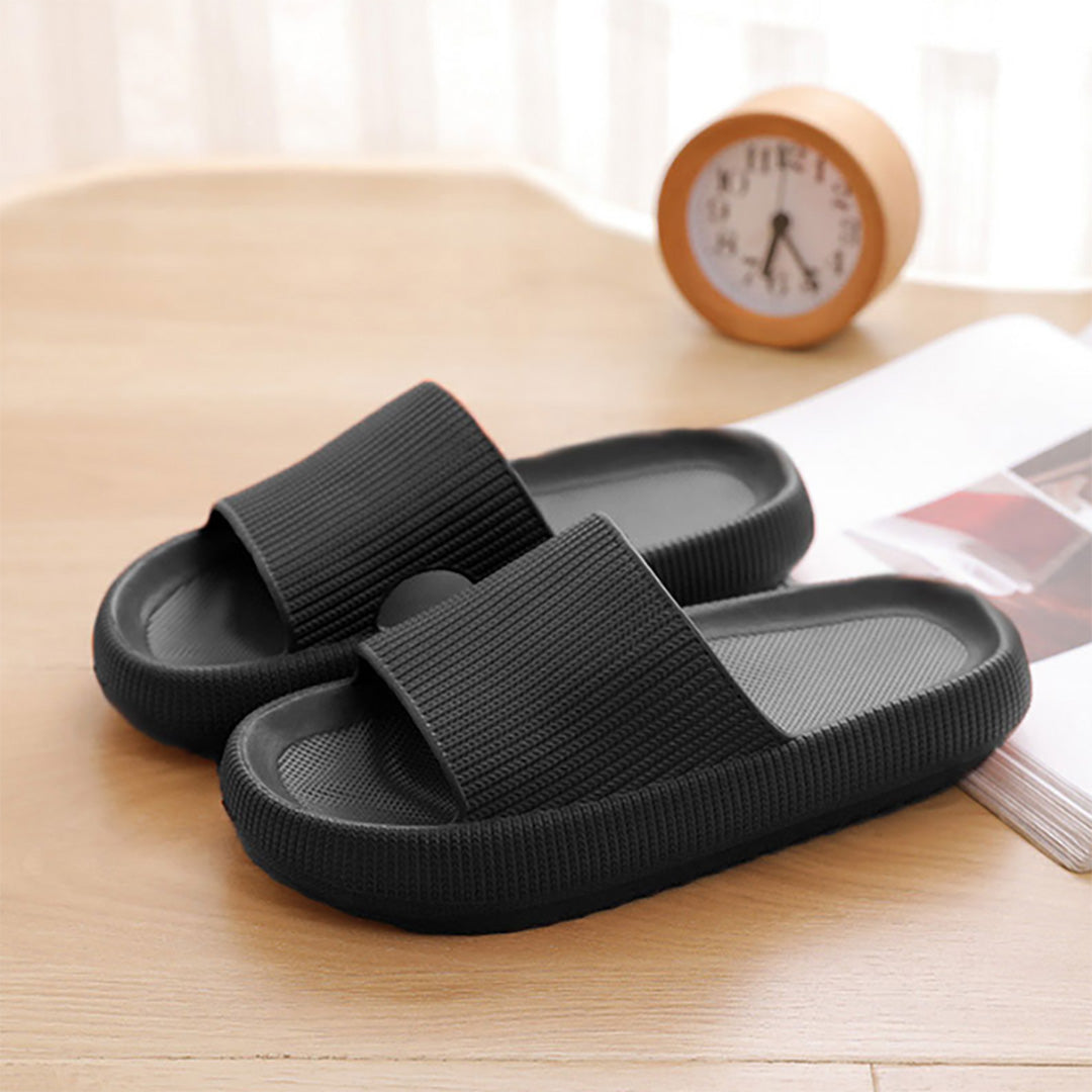 Unisex Thick Sole Sliders – Soft Cushioned Slides with Ribbed Strap – image 2