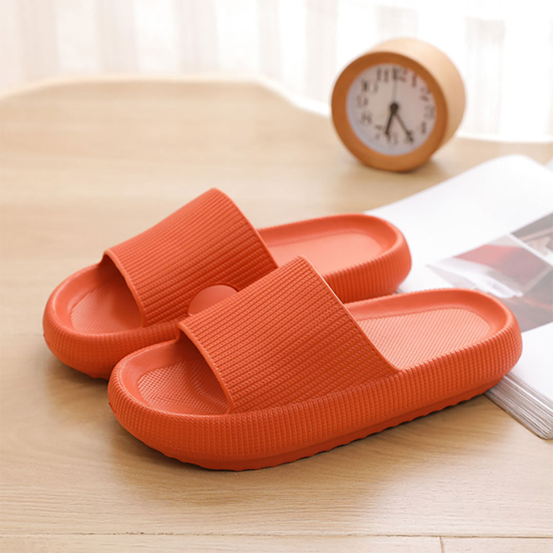 Unisex Thick Sole Sliders – Soft Cushioned Slides with Ribbed Strap