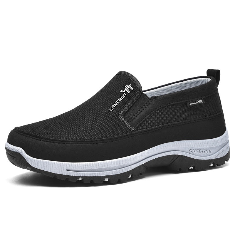 Men's Slip-On Walking Loafers – Knit Mesh Upper, Arch Support Insole, Deep-Lug Sole