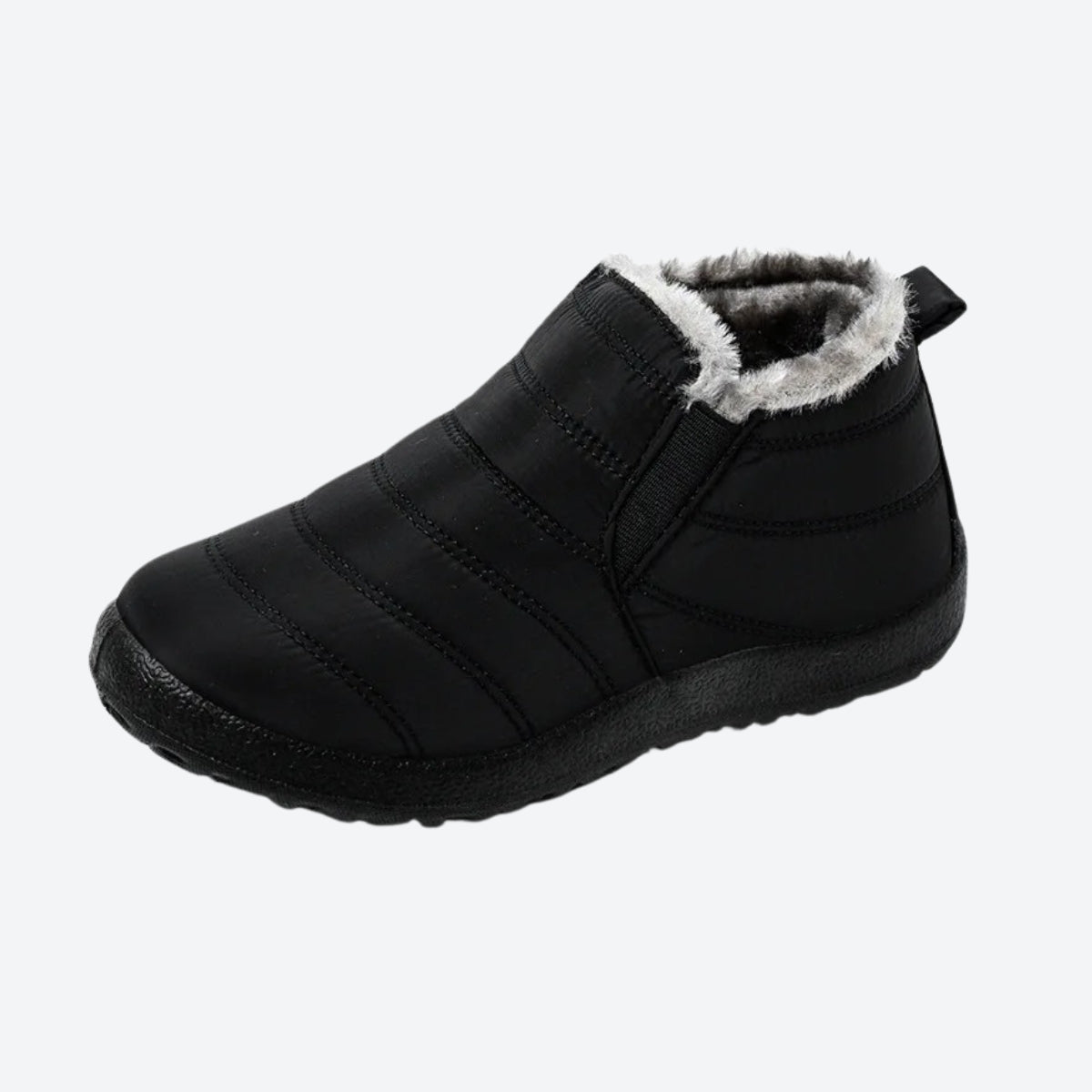 Ice Guard Waterproof Slip-On Snow Boots – Wool Lined, Faux Fur Collar, Anti-Slip Sole