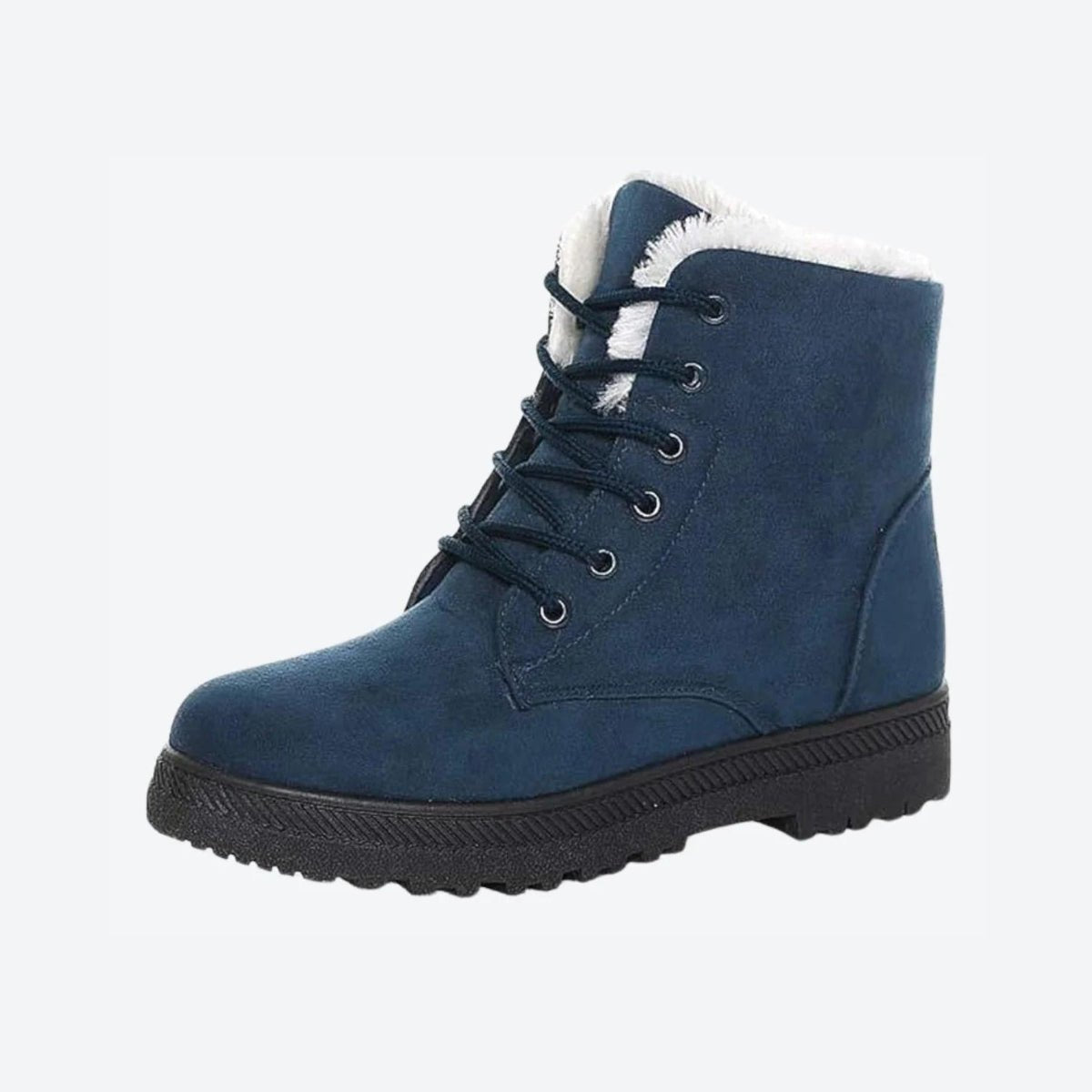 Polar Chic Fur Lined Lace-Up Ankle Boots – Suede-Look Winter Boots, Grip Sole