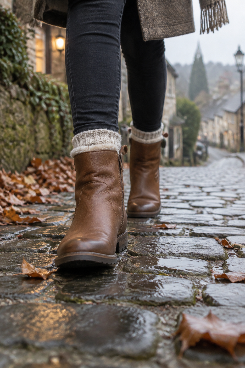 Warm lined ankle boots for winter