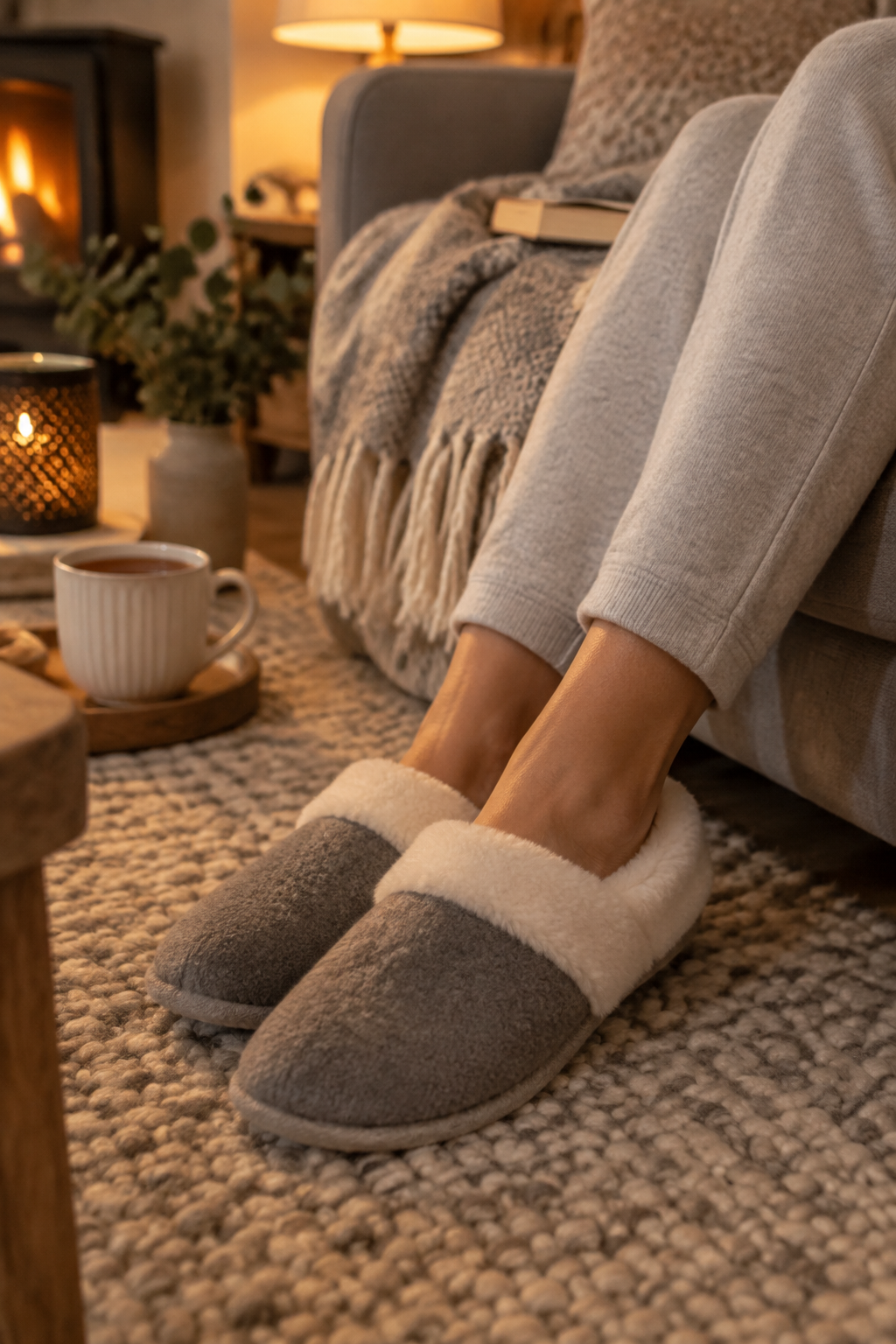 Cosy slippers at home