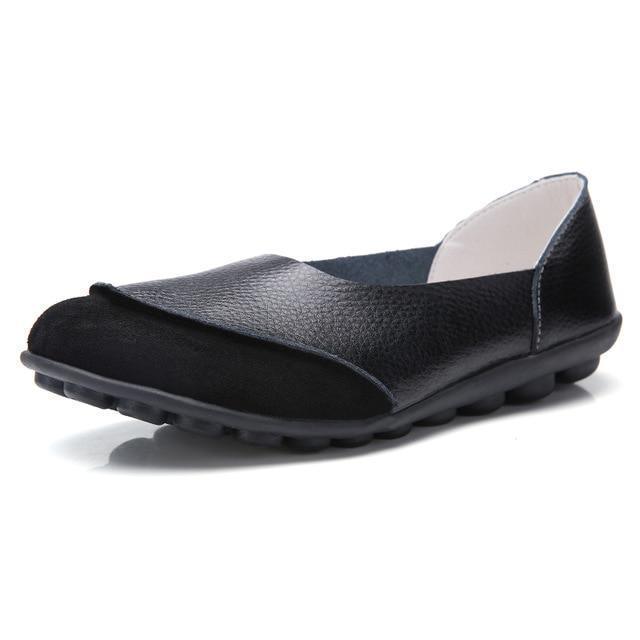 Wide Fit Leather Moccasins – Roomy Toe Box, Cushioned Insole, Slip-On Flats